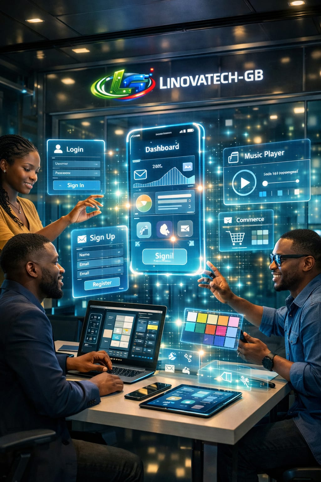 Équipe de développeurs LINOVATECH au travail